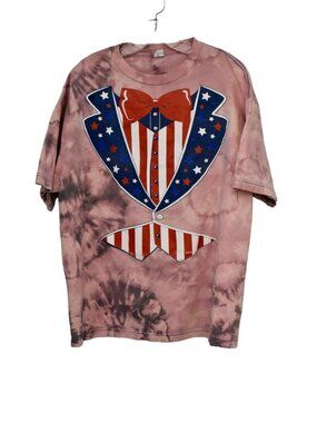 Men's Allstyle 4th of July Patriotic T-shirt Custom Bleach Dye Size XL